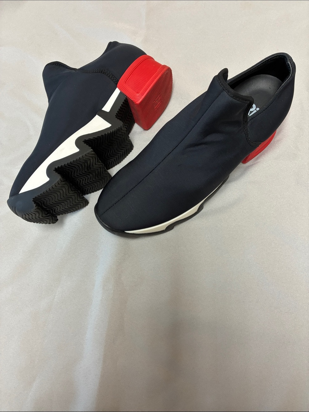 Women Slip-On Performance Sneakers in Black and Red